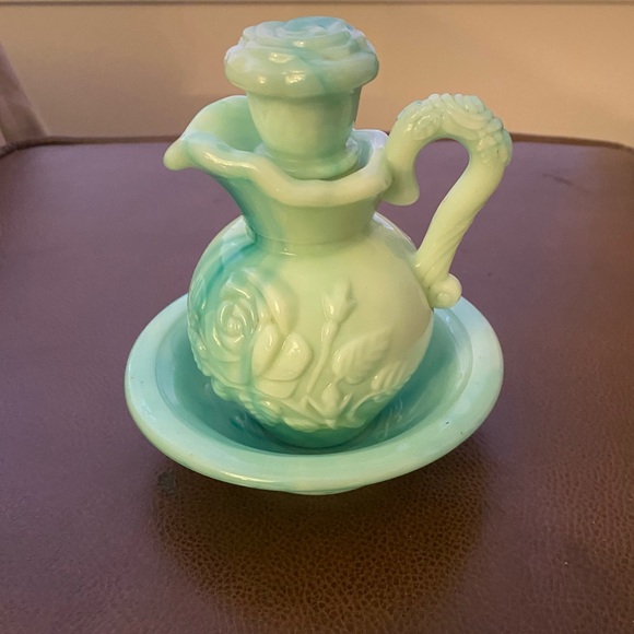 Avon Other - Avon Turquoise Green Milk Glass Decanter